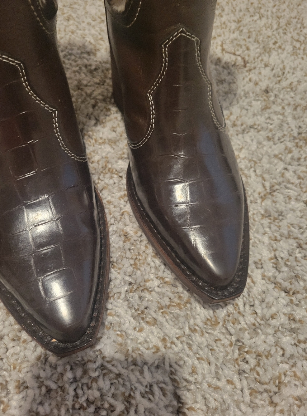 NWOB!!!!! STEVE MADDEN Women's Brown and Turquoise Western Cowboy Boots - Picture 6 of 10